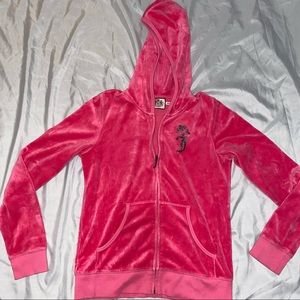 Pink velvet juicy couture zip up jacket
